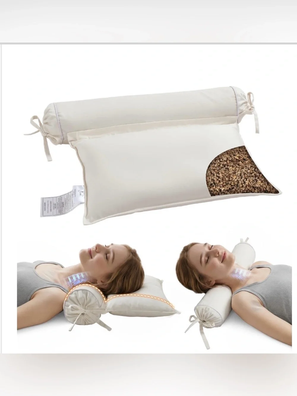 Buckwheat Pillow with 100% Organic Cotton Pillowcase